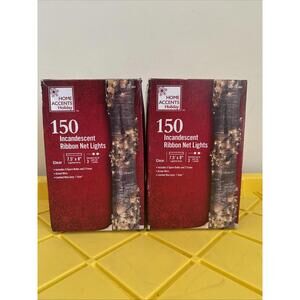 2 Boxes HOLIDAY HOME ACCENTS Ribbon Net Lights 7.5 Ft X 8” Lighted Area 150